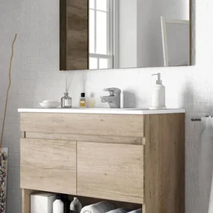Mobile Bagno cm.80 Sospeso Rovere Nordico 2 Antine 1 Ripiano