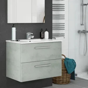 Mobile Bagno Aruba 80x57x45 Cemento 2 Cassetti Completo