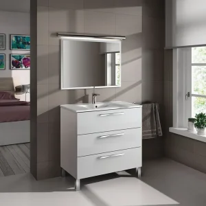 Mobile Bagno 80x45x86h 3 Cassetti Bianco Lucido