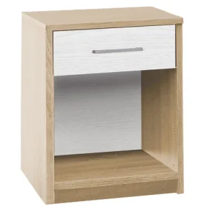 Comodino 1 Cassetto Rovere Nordico Bianco Alpino cm.43x39x48h