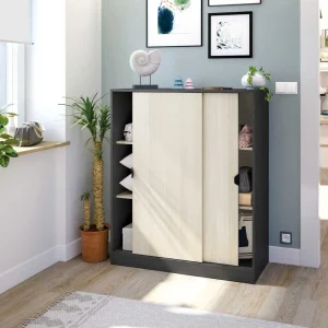 Mobile Scarpiera Ante Scorrevoli 100x40x119h Rovere/Grigio Antracite