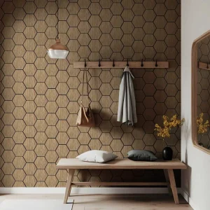 Pannello Murale Fonoassorbente Combo Esagonale 62,6x76,6x1,3 Rovere