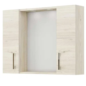 Specchiera Contenitore 2 Ante 2 Led cm.77x17x60H